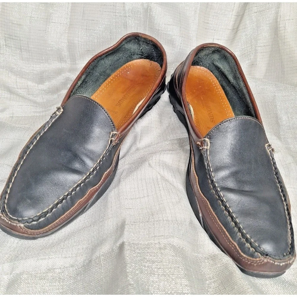 Allen Edmonds Boulder Driving Moc Loafers Black Brown Leather 14B Slip On Casual